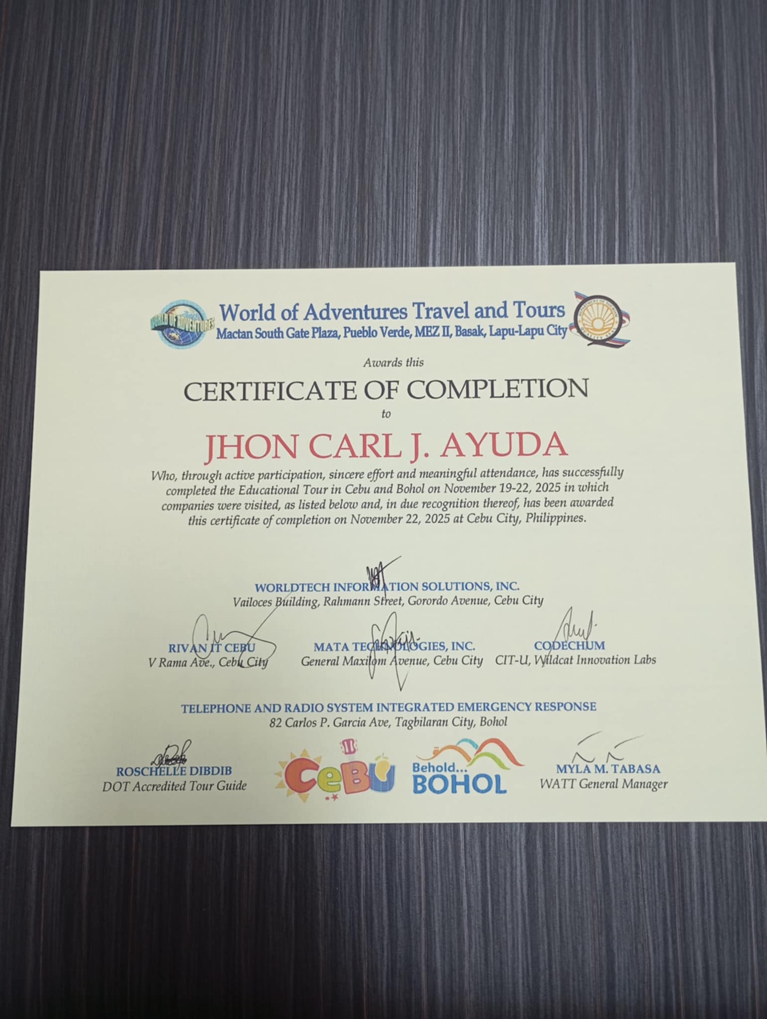 Certificate 1